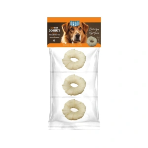 Orgo Small White Donut Shaped Rawhide Dog Chew Treats 3pcs