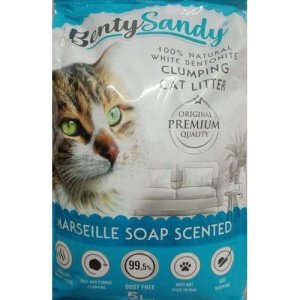 Benty Sandy White Bentonite Clumping Cat Litter Marseille Soap Scent 20l