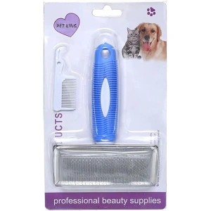 Pet King Blue & White Pet Grooming Brush with Comb