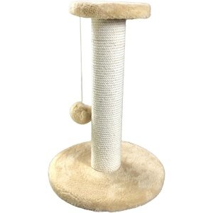 Beige & White Cat Scratching Post with Hanging Ball (33x29cm)