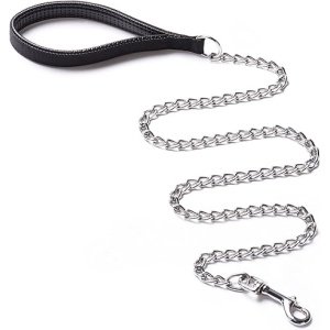 Ghazala 117cm Chain Dog Leash with Black Handle