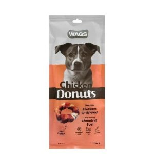 Wags Low Fat Donut Training Treat Wrapped with Chicken for Adult Dogs 150gr