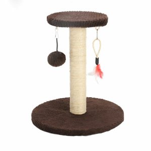 Kahf Craft Brown Cat Scratching Post with Hanging Ball (45x28x28cm)