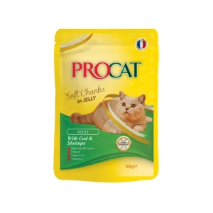 Procat Wet Food Chunks with Cod & Shrimps in Jelly for Adult Cats 100g