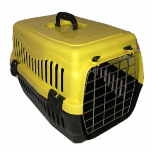 Small Black & Yellow Pet Carrier Crate (42x29x28cm)