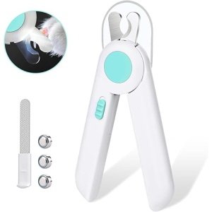 Pet Gravity Blue & White Pet Nail Clipper with LED Light (15x4.3x2cm)