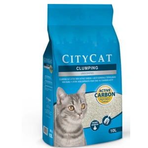 City Cat Unscented Clumping Cat Litter with Active Carbon 10L