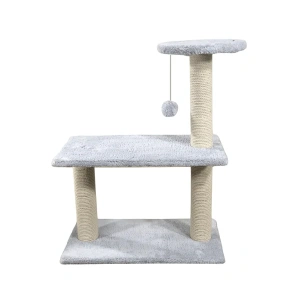Dark Blue & Gray Cat Scratching Post with Hanging Ball (35x29x29cm)